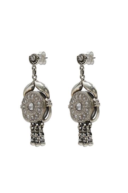 Sangeeta Boochra_Silver Plated Kundan Designer Earrings _Online_at_Aza_Fashions