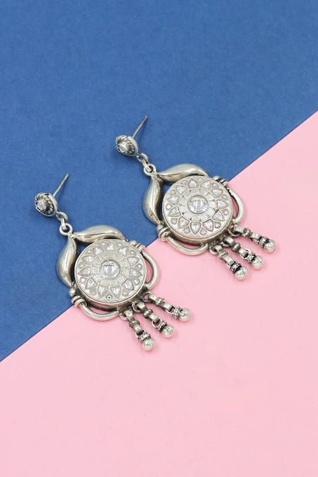 Sangeeta Boochra Kundan Silver Designer Earrings 