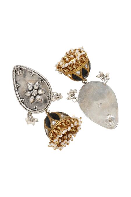 Sangeeta Boochra Blue Kundan Silver Designer Earrings Online at Aza Fashions Sangeeta Boochra_Blue Kundan Silver Designer Earrings _Online_at_Aza_Fashions