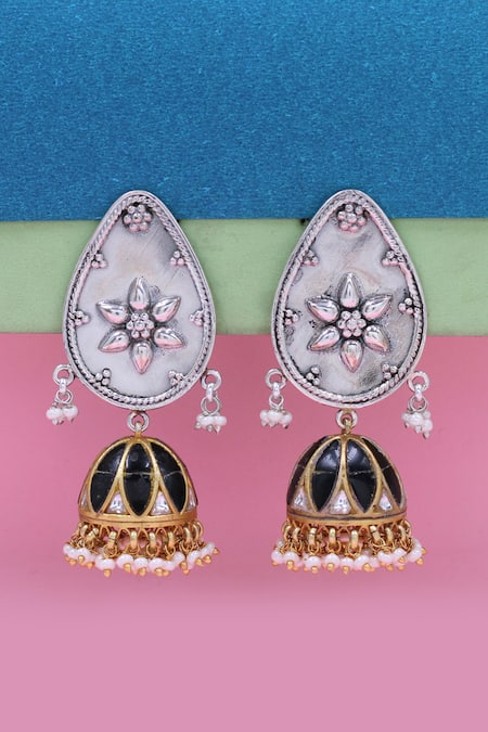 Sangeeta Boochra Kundan Silver Designer Earrings 