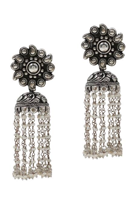 Sangeeta Boochra_Silver Plated Designer Handcrafted Earrings _Online_at_Aza_Fashions