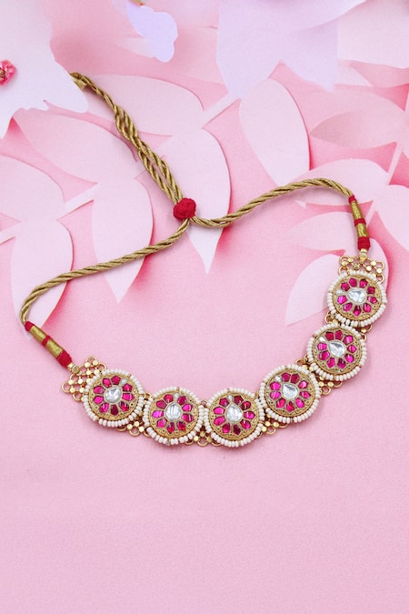 Sangeeta Boochra Kundan Pink Choker 