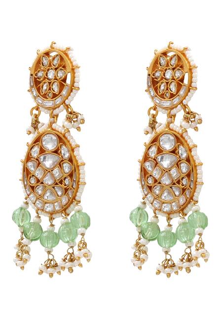 Buy Sangeeta Boochra White Zari Kundan Designer Earrings Online at Aza Fashions Buy_Sangeeta Boochra_White Zari Kundan Designer Earrings _Online_at_Aza_Fashions