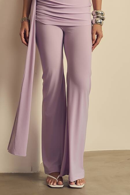 Label Frow_Purple High Neck Flared Pants Set_at_Aza_Fashions