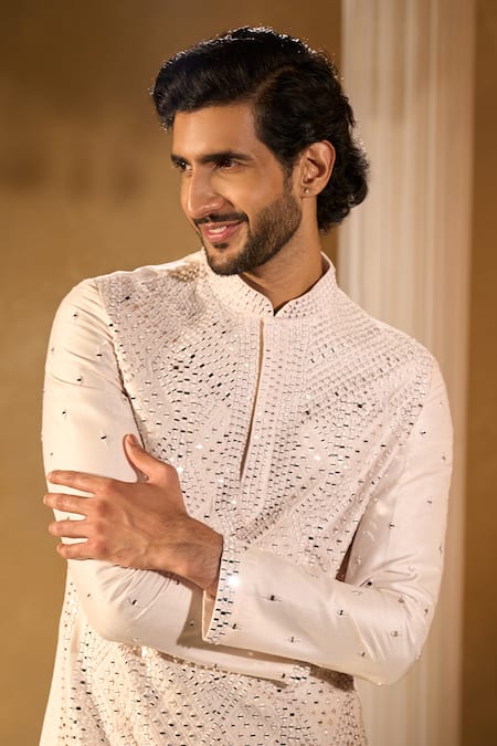 Buy Aariyana Couture Pink Silk, Cotton Mirrors, Cut Work Light Embroidered Kurta Set Online at Aza Fashions Buy_Aariyana Couture_Pink Silk, Cotton Mirrors, Cut Work Light Embroidered Kurta Set _Online_at_Aza_Fashions