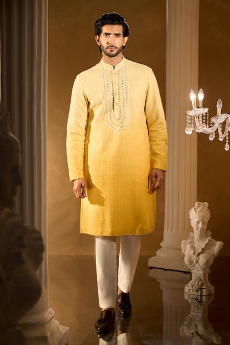 Aariyana Couture Yellow Embroidered Kurta Set 