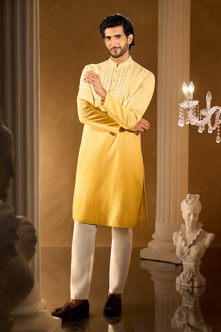 Buy Aariyana Couture Yellow Silk, Cotton Embroidery Kurta Set Online at Aza Fashions Buy_Aariyana Couture_Yellow Silk, Cotton Embroidery Kurta Set _Online_at_Aza_Fashions