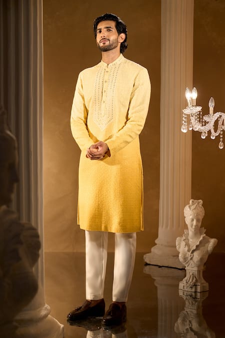 Aariyana Couture Yellow Embroidered Kurta Set 