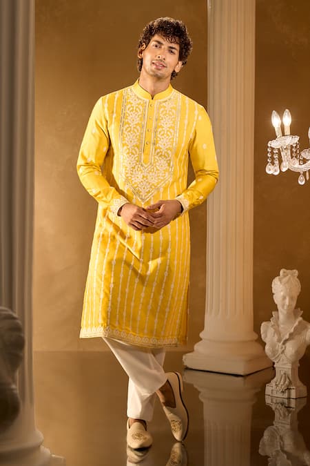 Aariyana Couture Yellow Embroidered Kurta Set 