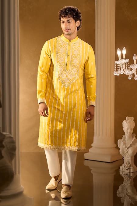 Aariyana Couture Yellow Embroidered Kurta Set 