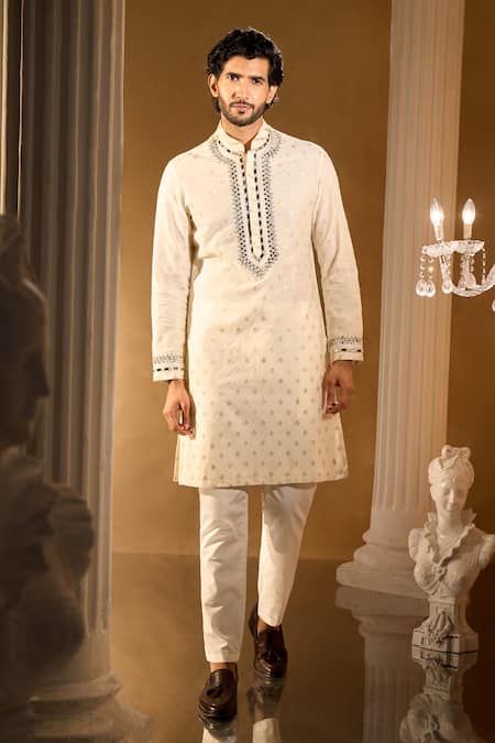 Aariyana Couture Cream Silk, Cotton Embroidery Kurta Set at Aza Fashions Aariyana Couture_Cream Silk, Cotton Embroidery Kurta Set _at_Aza_Fashions
