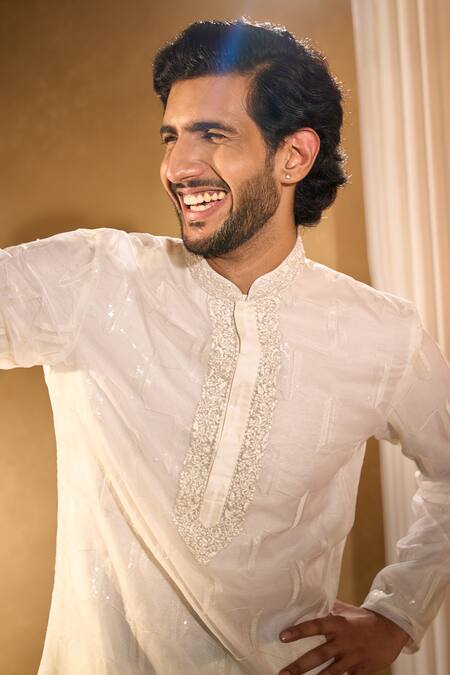 Buy Aariyana Couture White Organza, Cotton, Silk Embroidery Kurta Set Buy_Aariyana Couture_White Organza, Cotton, Silk Embroidery Kurta Set