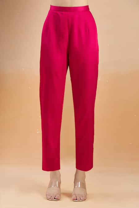 Shop_Prisho_Pink Chiffon Embroidery V-neck Floral Applique Kurta Set 