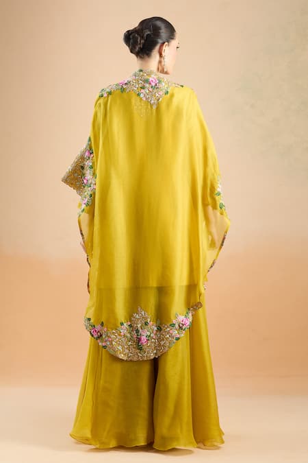 Prisho Resham Floral Embroidered Kurta Palazzo Set 