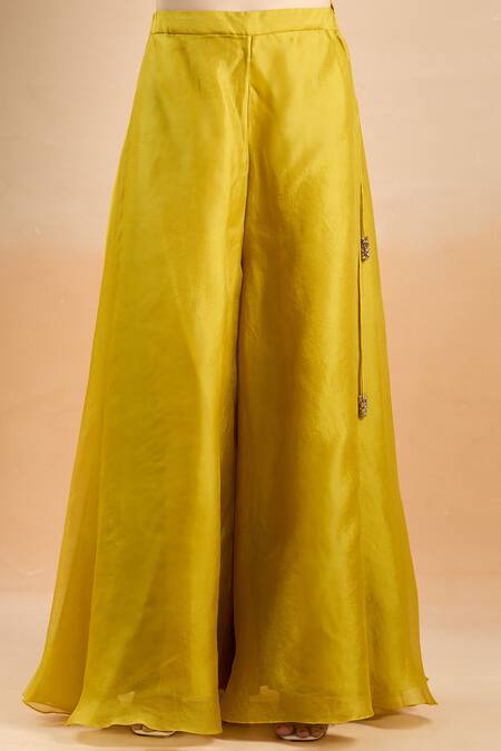 Buy Prisho Mustard Embroidery Round Neck Resham Floral Kurta Palazzo Set Online at Aza Fashions Buy_Prisho_Mustard Embroidery Round Neck Resham Floral Kurta Palazzo Set _Online_at_Aza_Fashions