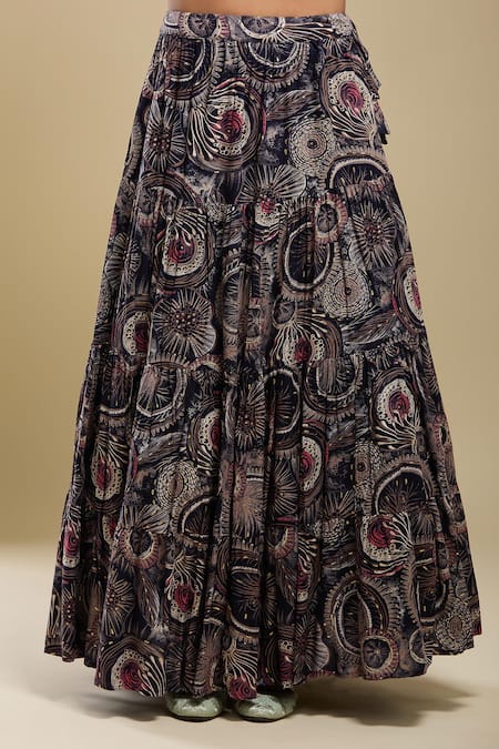 Samyukta Singhania Navy Rayon, Organza Embroidery V-, Open Blue Cape Lehenga Set at Aza Fashions Samyukta Singhania_Navy Rayon, Organza Embroidery V-, Open Blue Cape Lehenga Set _at_Aza_Fashions