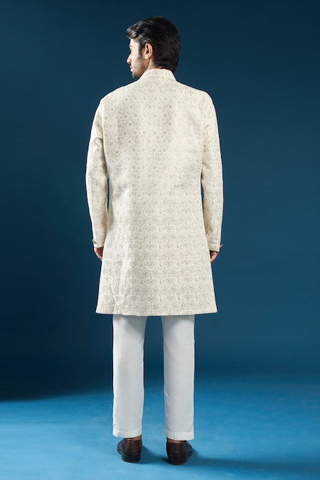 Arihant Rai Sinha Cream Embroidered Sherwani Set 