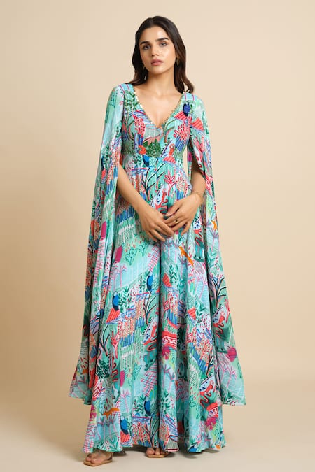 House Of Akshata Elegant Cape Jumpsuit 