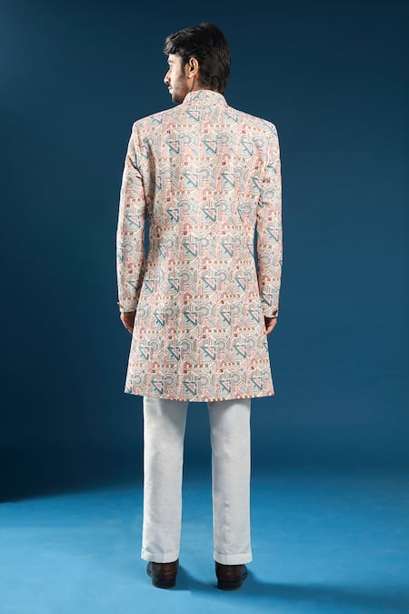 Arihant Rai Sinha Designer Multi Colour Embroidered Sherwani Set 
