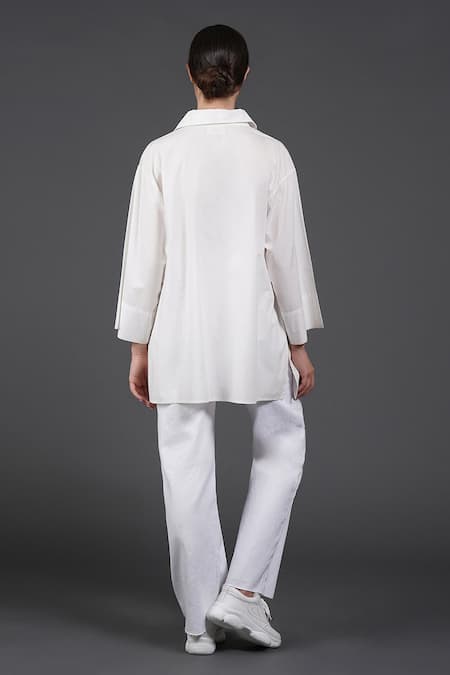 Shop Samant Chauhan White Cotton Round Neck at Aza Fashions Shop_Samant Chauhan_White Cotton Round Neck _at_Aza_Fashions