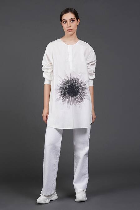 Shop Samant Chauhan White Cotton Round Neck Online at Aza Fashions Shop_Samant Chauhan_White Cotton Round Neck _Online_at_Aza_Fashions