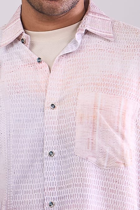 Shop_Aryavir Malhotra_Mauve Cotton Digital Print Slim Fit Shirt _Online_at_Aza_Fashions