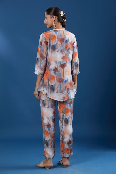 Naintara Bajaj Floral Print Paper Silk Shirt & Pant Set 