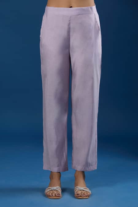 Buy_Naintara Bajaj_Pink Silk Embroidery Round Neck Onion Luxe Top And Pant Set 