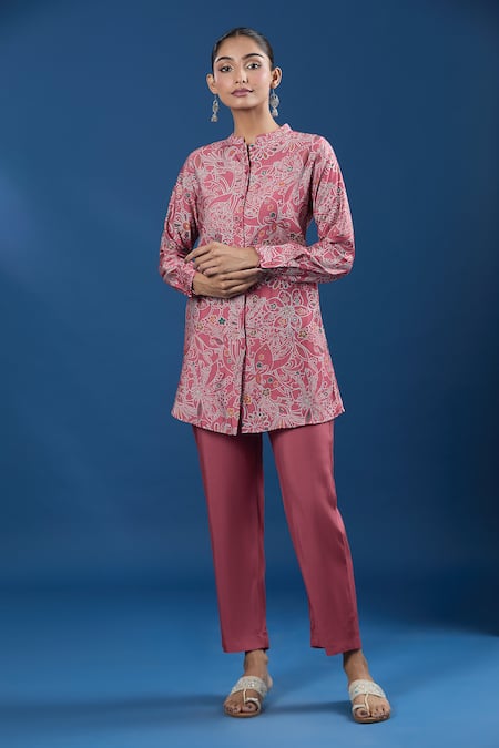 Naintara Bajaj Pink Printed Tunic & Pant Set