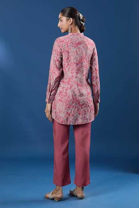 Naintara Bajaj Pink Printed Tunic & Pant Set
