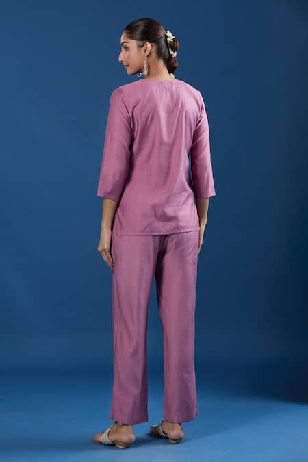 Naintara Bajaj Dusty Rose Top & Pant Set 