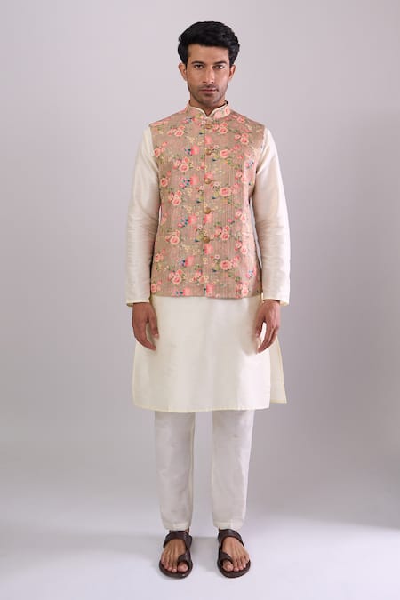Buy_Arihant Rai Sinha_Multi Color Embroidery Floral Pattern Bundi _Online_at_Aza_Fashions