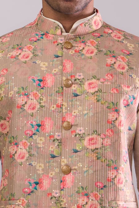 Shop_Arihant Rai Sinha_Multi Color Embroidery Floral Pattern Bundi _Online_at_Aza_Fashions