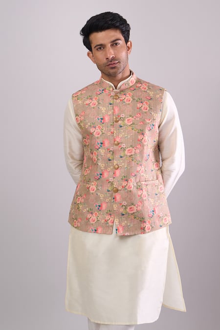 Arihant Rai Sinha_Multi Color Embroidery Floral Pattern Bundi _at_Aza_Fashions