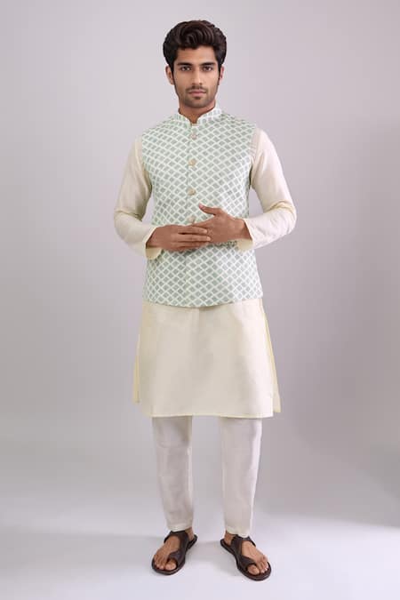 Arihant Rai Sinha Green Geometric Motif Bundi 