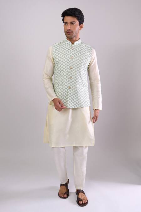 Buy Arihant Rai Sinha Green Geometric Motif Bundi Online at Aza Fashions Buy_Arihant Rai Sinha_Green Geometric Motif Bundi _Online_at_Aza_Fashions