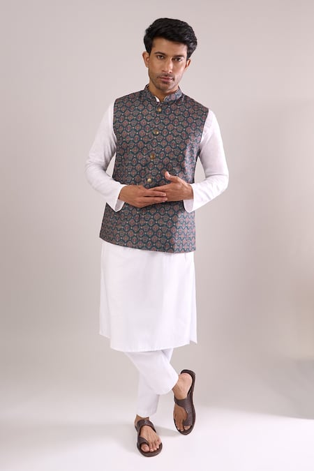 Arihant Rai Sinha Navy Digital Print Bundi Online at Aza Fashions Arihant Rai Sinha_Navy Digital Print Bundi _Online_at_Aza_Fashions