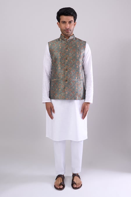 Buy Arihant Rai Sinha Green Digital Print Bundi Online at Aza Fashions Buy_Arihant Rai Sinha_Green Digital Print Bundi _Online_at_Aza_Fashions