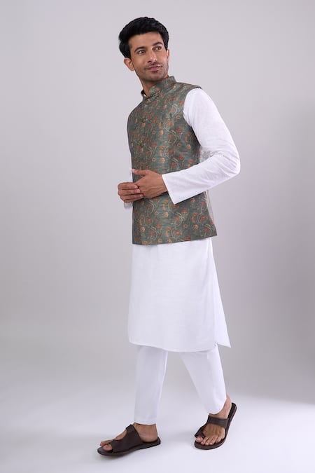 Arihant Rai Sinha Green Digital Print Bundi at Aza Fashions Arihant Rai Sinha_Green Digital Print Bundi _at_Aza_Fashions