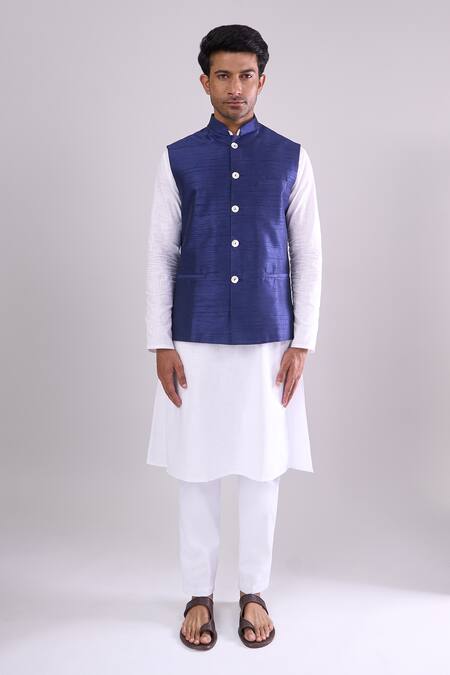 Buy Arihant Rai Sinha Navy Blue Silk Blend Bundi Online at Aza Fashions Buy_Arihant Rai Sinha_Navy Blue Silk Blend Bundi _Online_at_Aza_Fashions