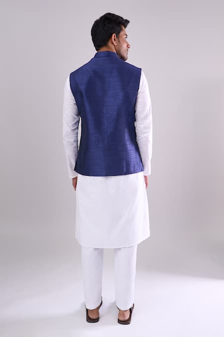 Arihant Rai Sinha Navy Blue Silk Blend Bundi 