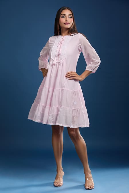 Naintara Bajaj Pink Cotton Mulmul Dress 