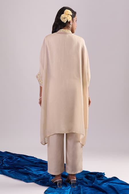 Samyukta Singhania Beige Embroidered Kaftan Set 