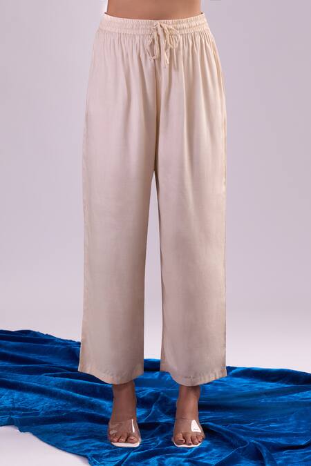 Shop_Samyukta Singhania_Beige Organza, Shantoon Embroidery V-, Round Kaftan Set _Online_at_Aza_Fashions