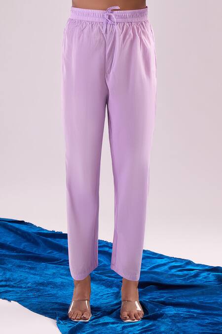 Buy Samyukta Singhania Lavender Cotton Embroidery Split V-neck Kurta Set Online at Aza Fashions Buy_Samyukta Singhania_Lavender Cotton Embroidery Split V-neck Kurta Set _Online_at_Aza_Fashions