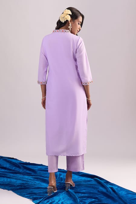 Samyukta Singhania Lavender Embroidered Kurta Set 