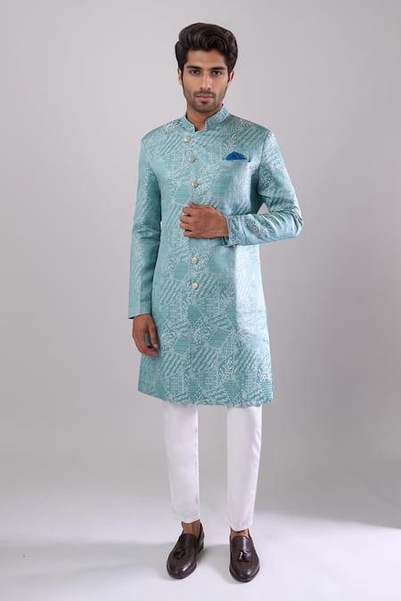 Arihant Rai Sinha Designer Woven Jacquard Sherwani & Pant Set 