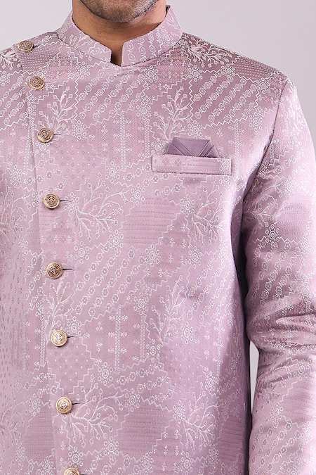 Buy Arihant Rai Sinha Pink Polyester, Viscose Woven Jacquard Sherwani And White Pant Set Online at Aza Fashions Buy_Arihant Rai Sinha_Pink Polyester, Viscose Woven Jacquard Sherwani And White Pant Set _Online_at_Aza_Fashions