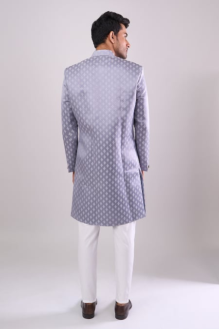 Arihant Rai Sinha Grey Woven Jacquard Sherwani & White Pant 