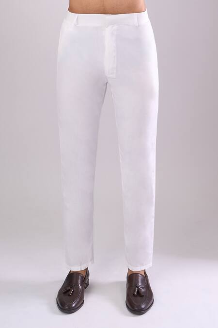 Shop_Arihant Rai Sinha_Gray Polyester, Viscose Grey Woven Jacquard Sherwani And White Pant _Online_at_Aza_Fashions